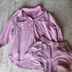 Aerie Pink Plush lumberjane Set Cozy